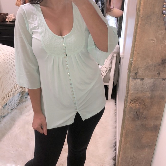 Soft Surroundings size small mint green color top - Picture 1 of 5